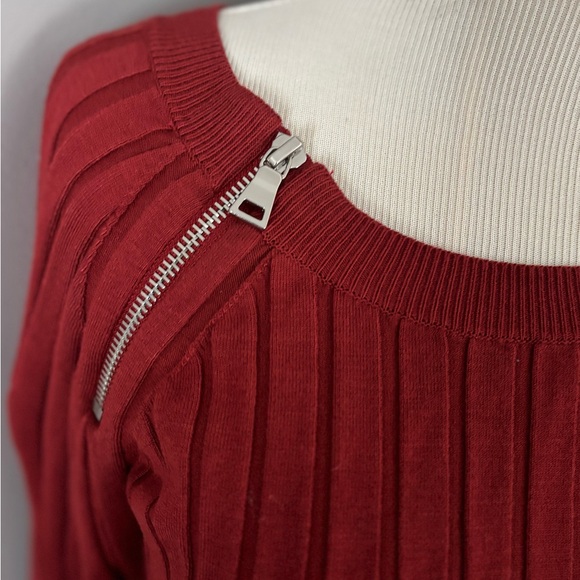 New INC International Concepts Ribbed brick Color Blouse - Picture 4 of 8